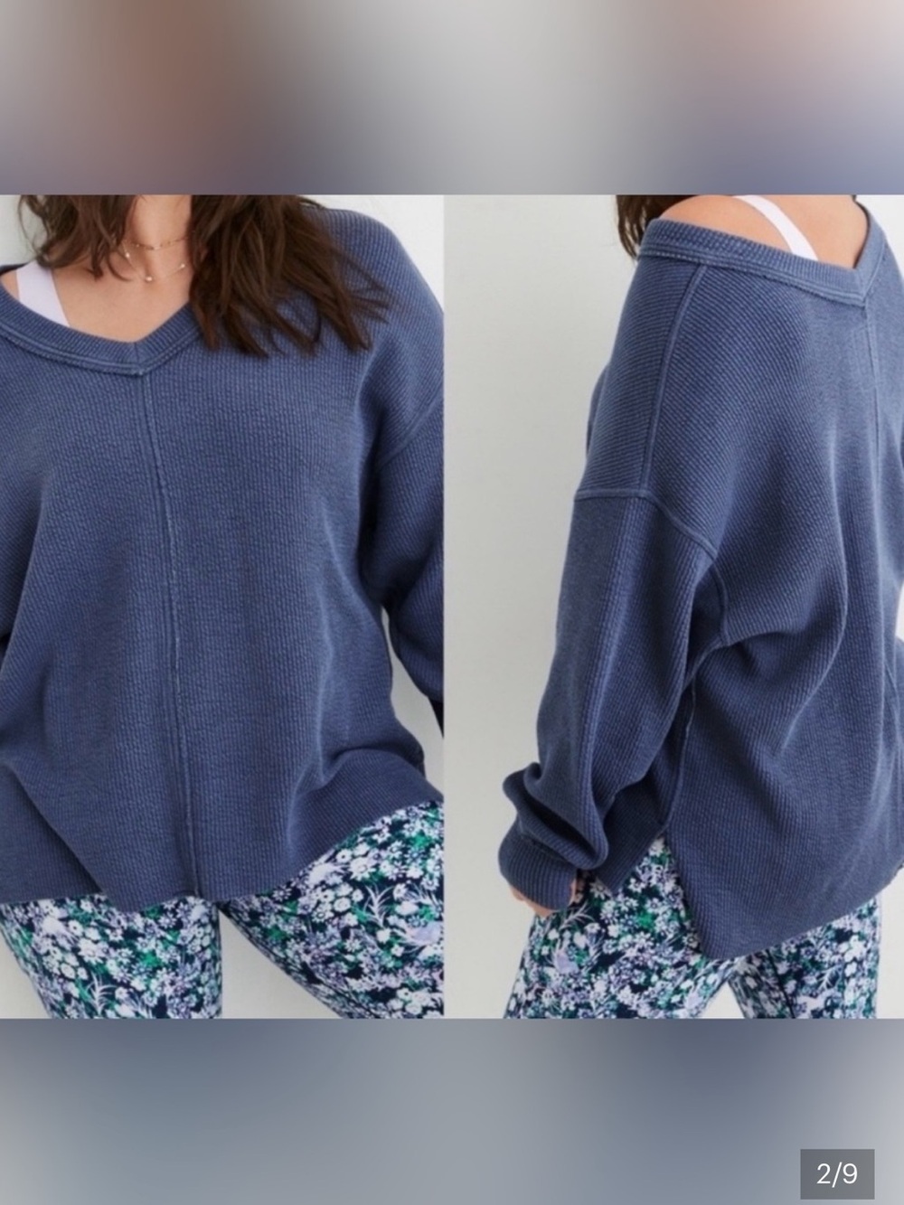aerie Ribbed Relaxed V-Neck Sweater Tunic Size Medium